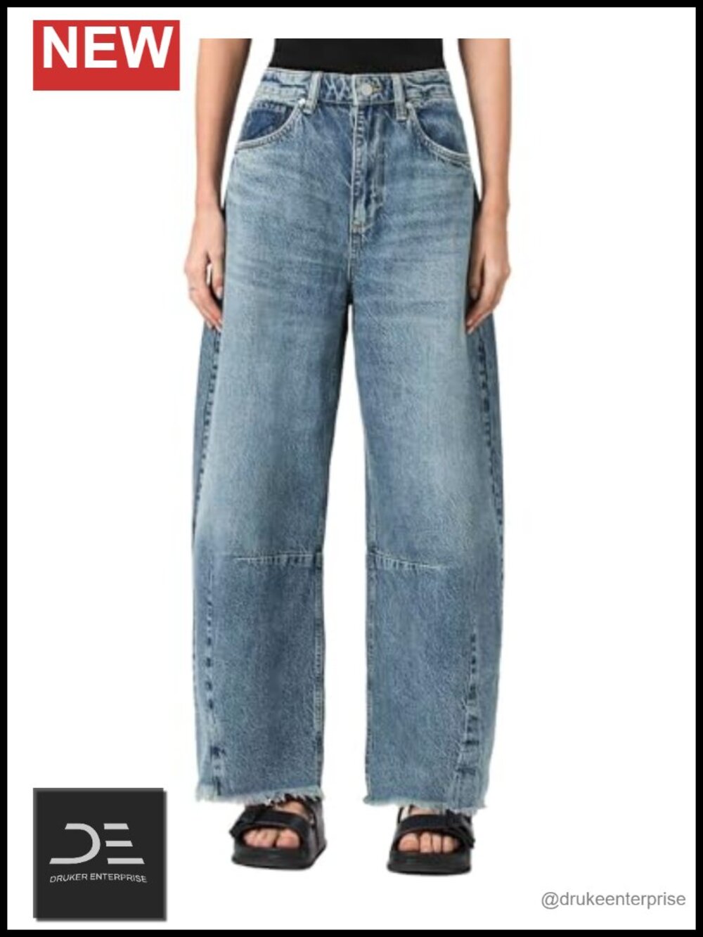 Women's High Rise Cropped Jeans - 100% Cotton Non-Stretch
